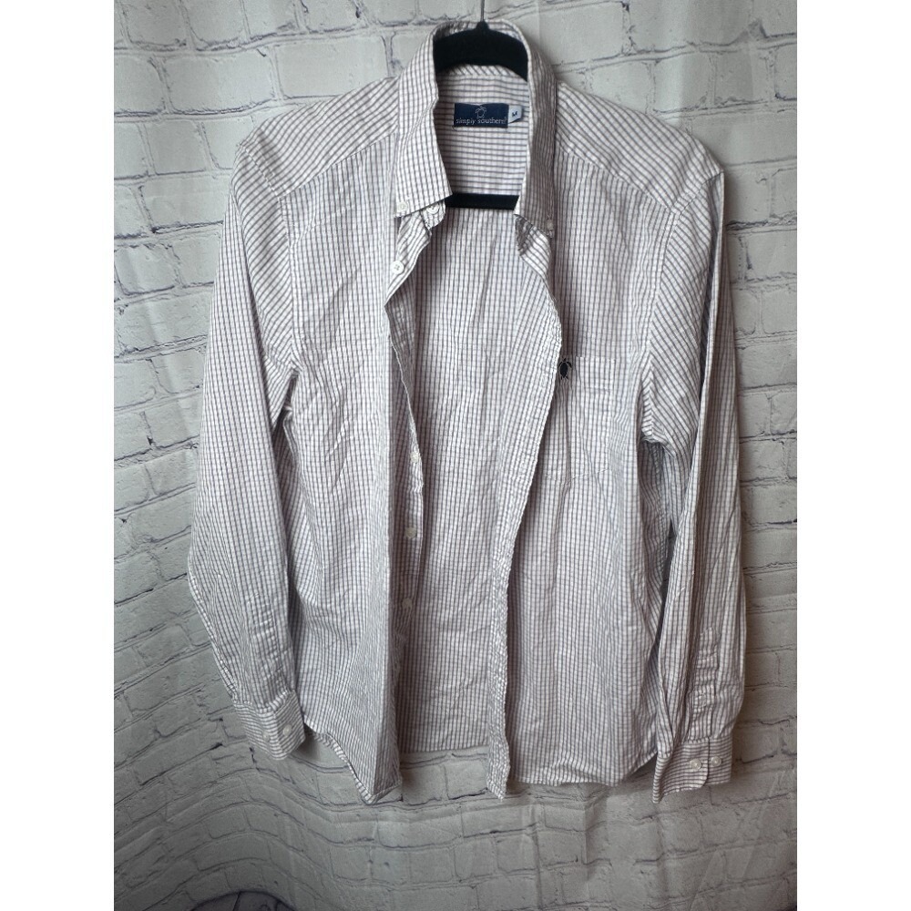 Simply Southern Seersucker Button Down Shirt Striped Casual Top Medium